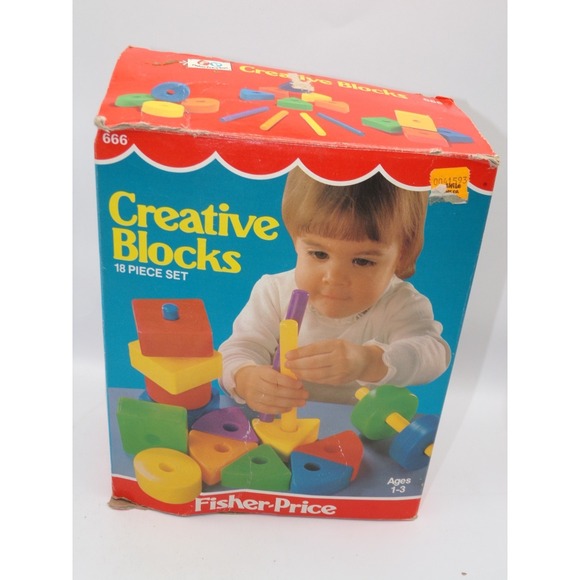 Vintage FISHER PRICE Creative Blocks w/ Box #666 incomplete - Picture 5 of 7